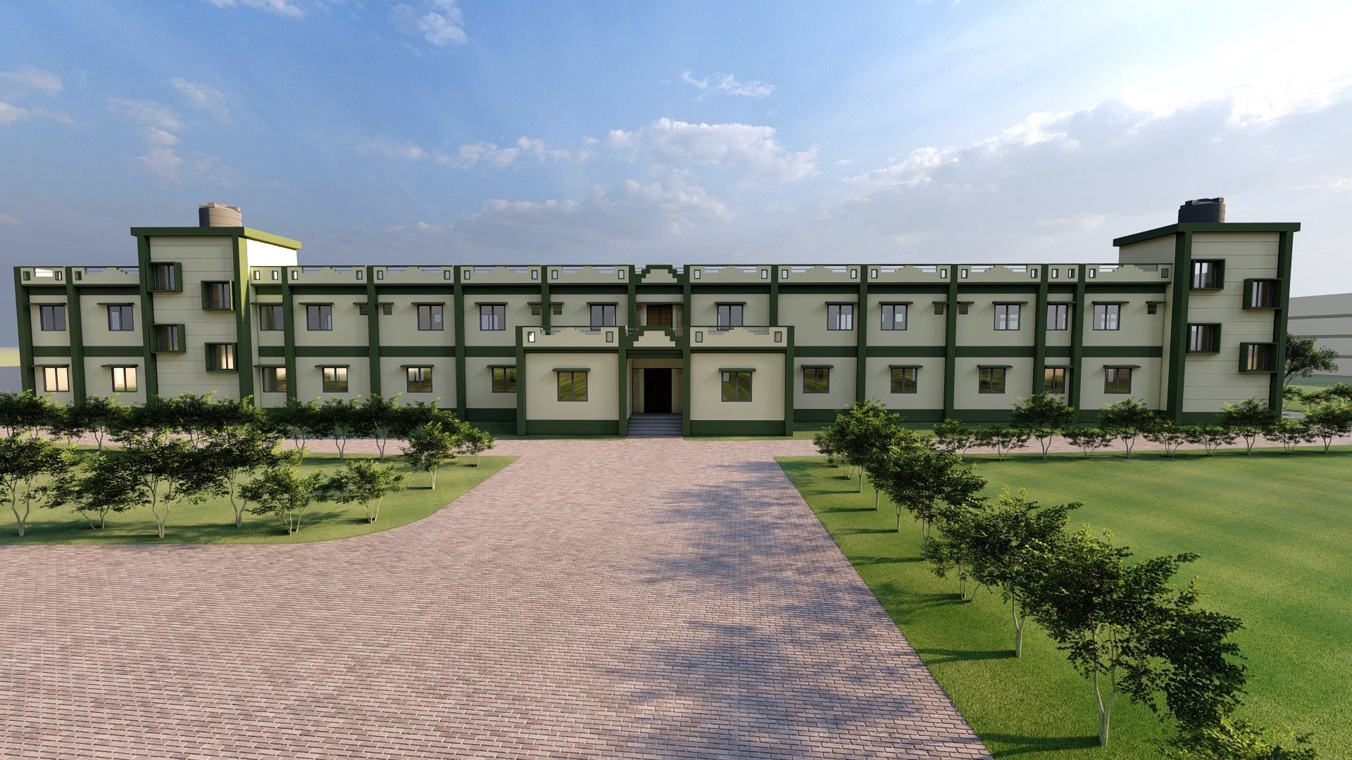Architectural rendering of the planned dining hall and multipurpose building