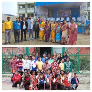 We managed to capture most of our amazing teachers in this shot with builder and Gurap champion Robin. They are standing in front of a make-shift stage erected for Sport's Day. Now that the raised, brick pathway around the school is complete, a permanent stage will be added on this site. School begins with a daily morning meeting, currently held in the hallways. But once the stage is complete, this will be the gathering spot for all students, the space where the school day begins. Bottom photo:  In front of the girl's dorm, now surrounded by a locked gate—a safety requirement of housing teen girls.