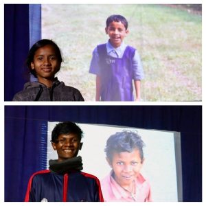 Young adult students stand beside projected images of themselves as little children. As we showed the old photos, there were howls and pointing fingers. They covered their faces, teased one another, it was a lighthearted walk down memory lane and a reminder that our growing students are counting on us to help them thrive.